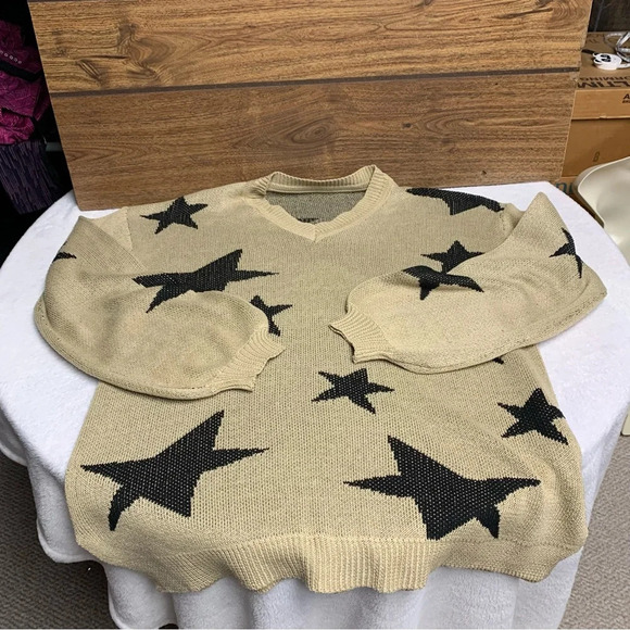 Vestidos beige/black sweater v neck size large oversized - Picture 6 of 6